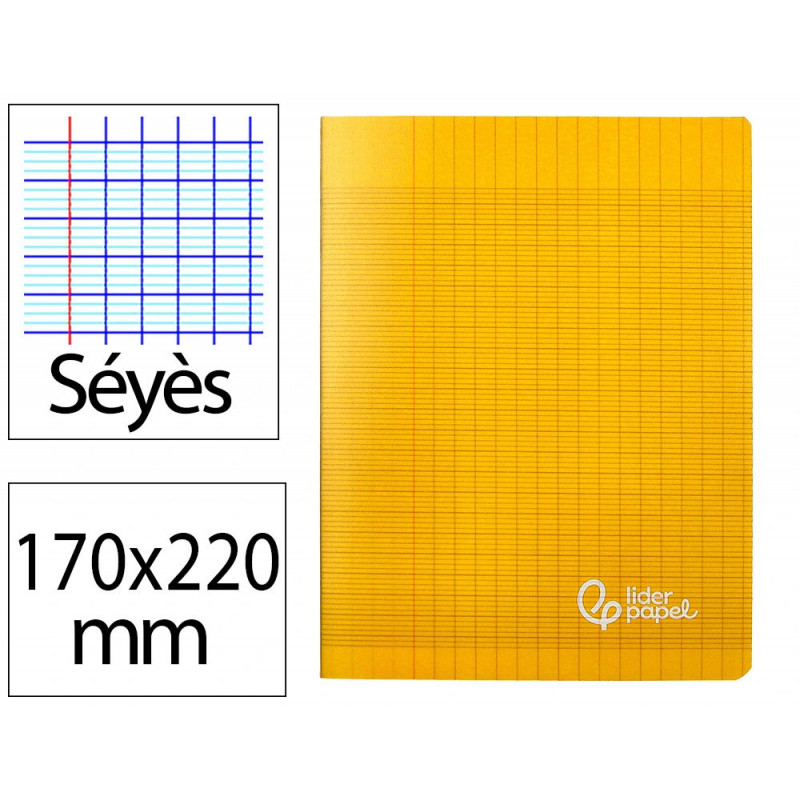 Cahier piqure liderpapel couverture pp 170x220mm 96p seyes coloris jaune