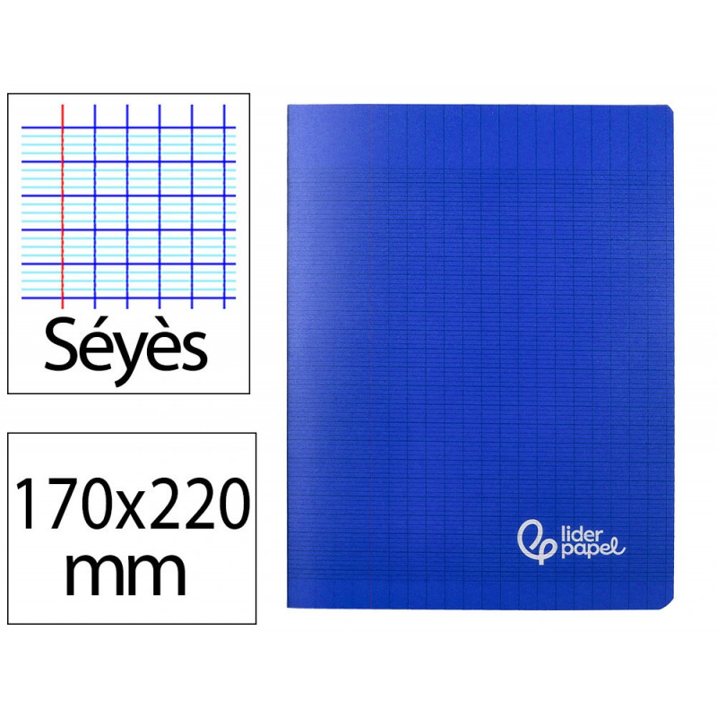 Cahier piqure liderpapel couverture pp 170x220mm 96p seyes coloris bleu