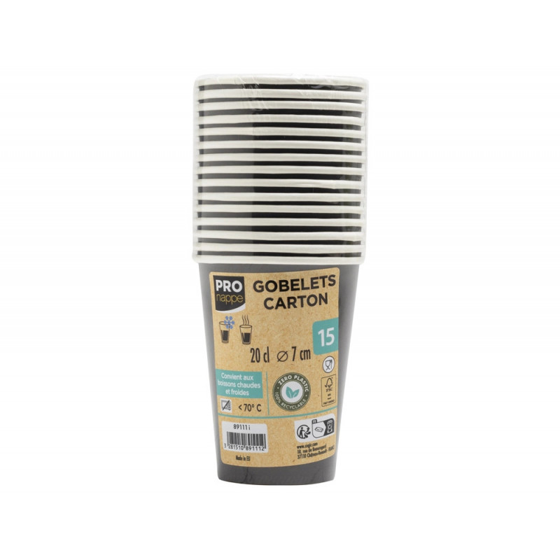 Gobelet exacompta carton 20cl coloris noir paquet 15 unites
