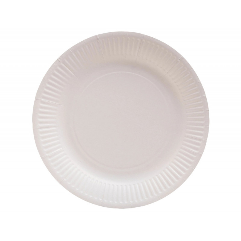 Assiette exacompta carton rond diam. 23cm coloris blanc paquet 50 unites