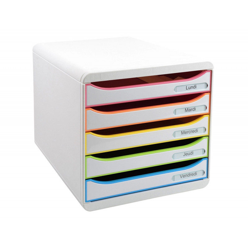 Module classement exacompta big box plus 5 tiroirs coloris arlequin