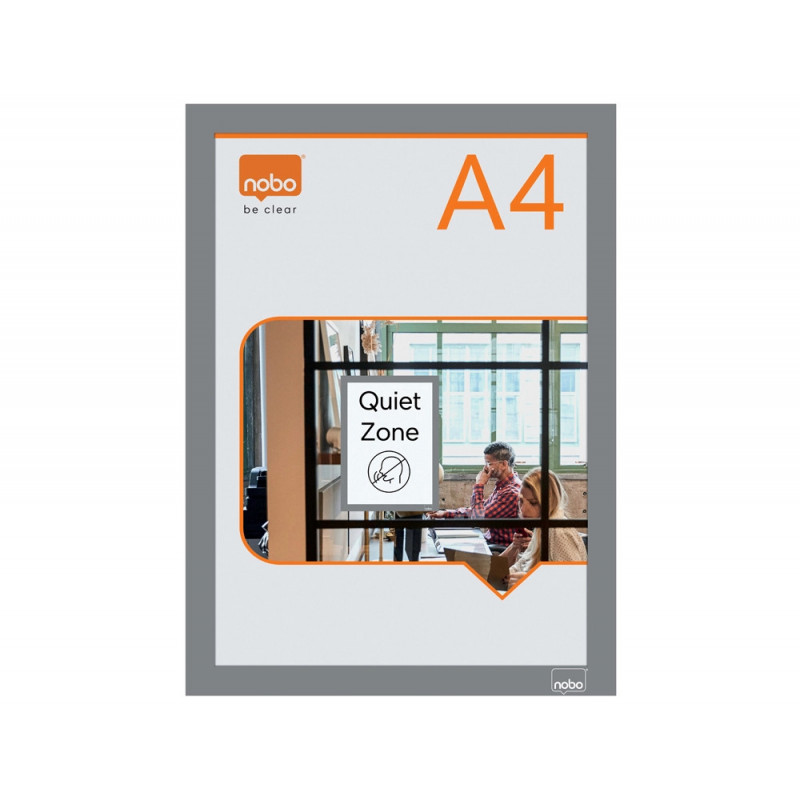 Porte-affiche nobo magnetique autocollant a4 cadre coloris gris