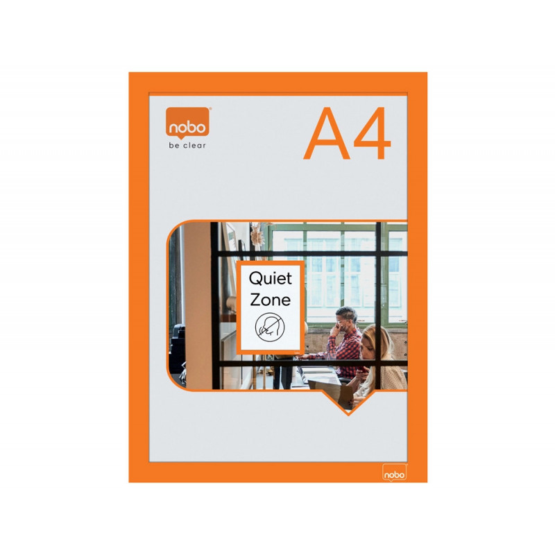 Porte-affiche nobo magnetique autocollant a4 cadre coloris orange