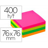 Bloc-notes q-connect cube quick notes 76x76mm 400f repositionnables sans traces coloris neon