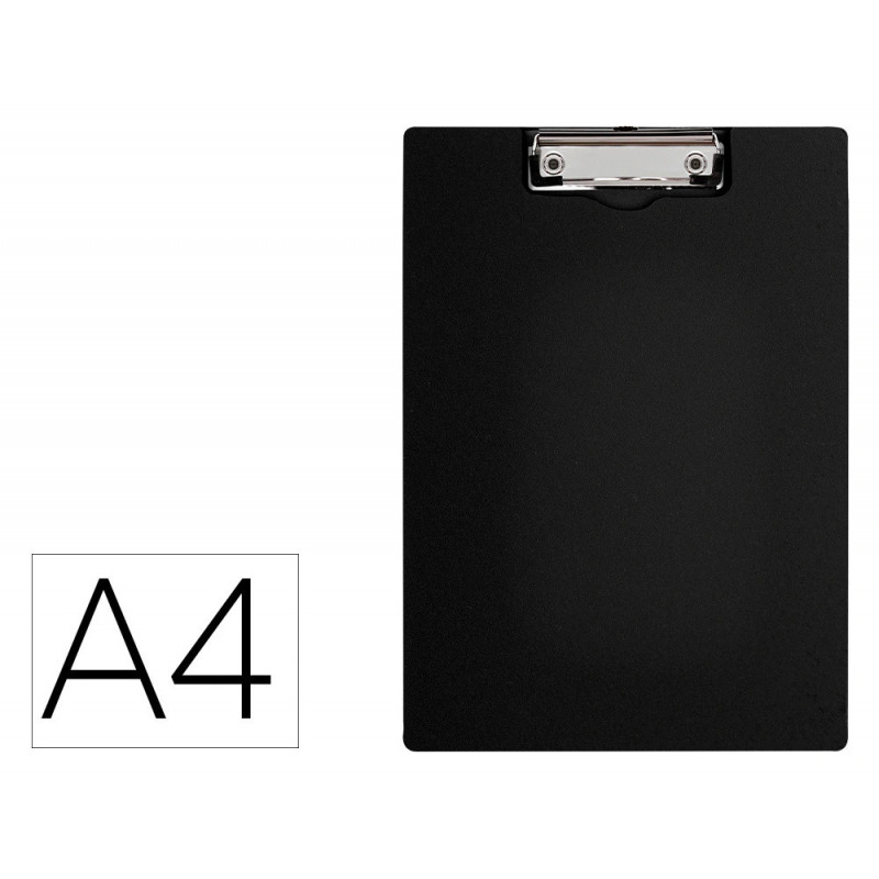 Porte-bloc q-connect miniclip superieur din a4 plastique 50% recycle epaisseur 2,1mm coloris noir
