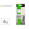 Marqueur q-connect craie liquide pointe ronde trace 3mm coloris blanc boite 4 unites