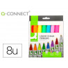 Marqueur q-connect craie liquide pointe ronde trace 3mm coloris assortis boite 8 unites
