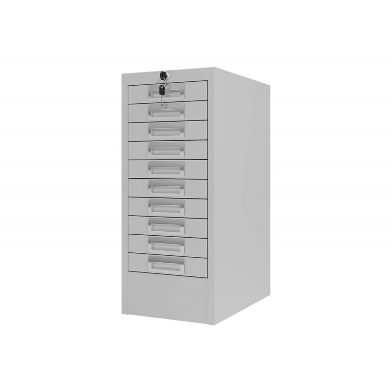 Bloc multitiroir phoenix serie md md0604g 10 tiroirs serrure a cle coloris gris