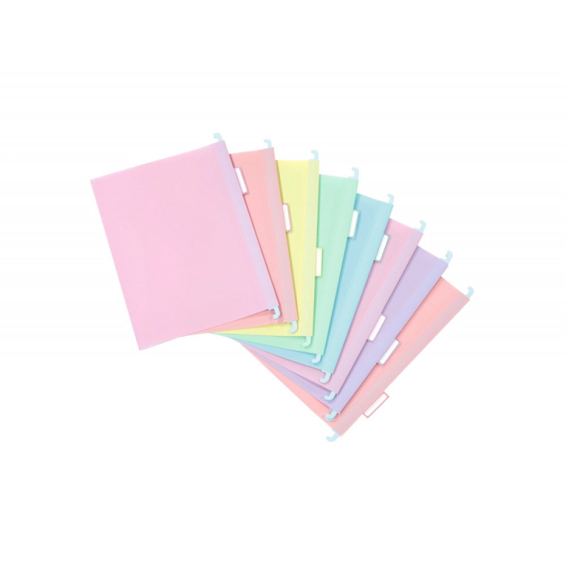 Dossier suspendu viquel rainbow pastel polypropylene coloris assortis lot 8 unites