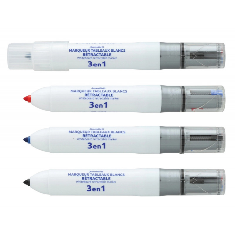 Marqueur juvenilia effacable tableau blanc multicolore 3 en 1 rechargeable pointe fine conique retractable