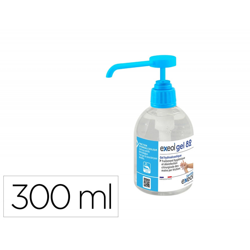 Gel hydroalcoolique exeol gel 82 flacon pompe 300ml