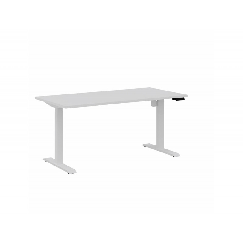 Bureau droit eol lutz 2 reglable hauteur l1600x800mm plateau blanc neige pietement blanc