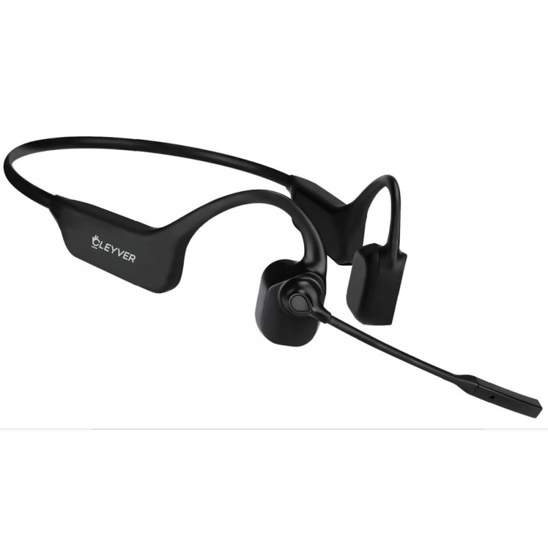 Casque sans fil cleyver conduction osseuse open ear uc bluetooth + dongle usb coloris noir