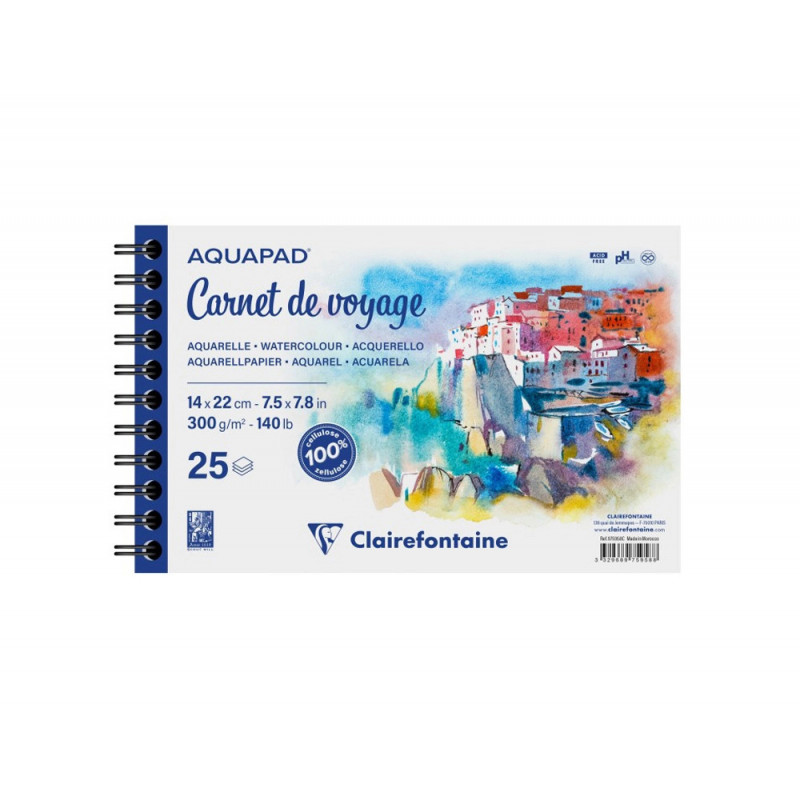 Bloc clairefontaine aquapad reliure integrale a3+ 25 feuilles 300g grain moyen coloris blanc