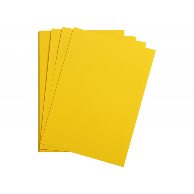 Feuille papier clairefontaine maya 270g 500x700mm coloris jaune soleil paquet 25 unites