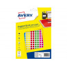 Pastille adhesive apli impression laser jet encre et copieur diametre 8mm permanente coloris assortis