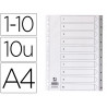 Intercalaire q-connect numerique 1-10 plastique 10 positions a4 indice multiperfore