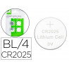 Pile q-connect bouton lithium cr2025 3v blister 4 unites