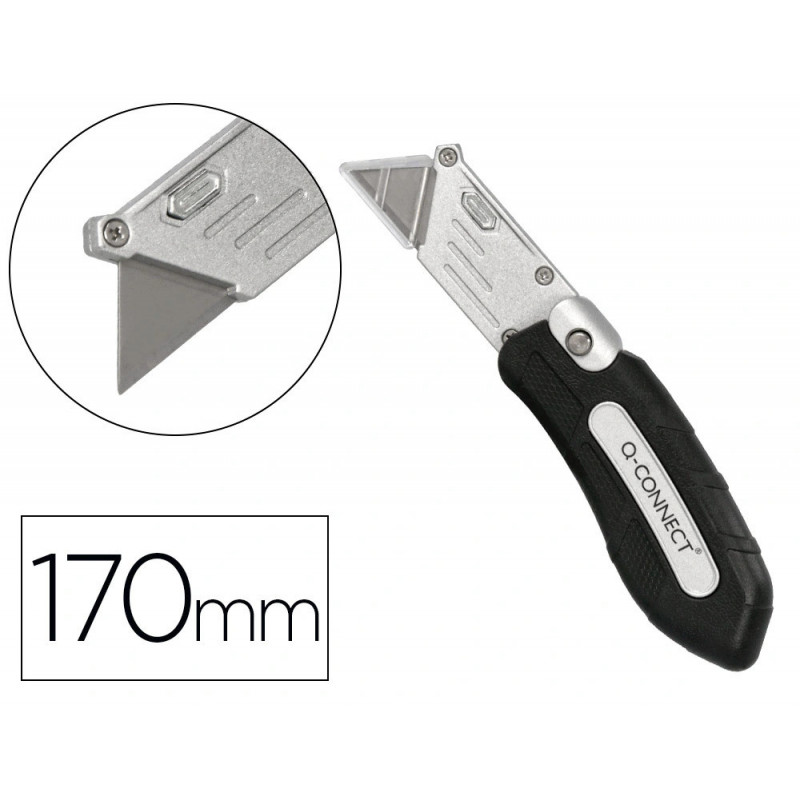 Cutter xd-925 q-connect gomme et plastique abs lame interchangeable acier carbone 19mm mecanisme changement facile