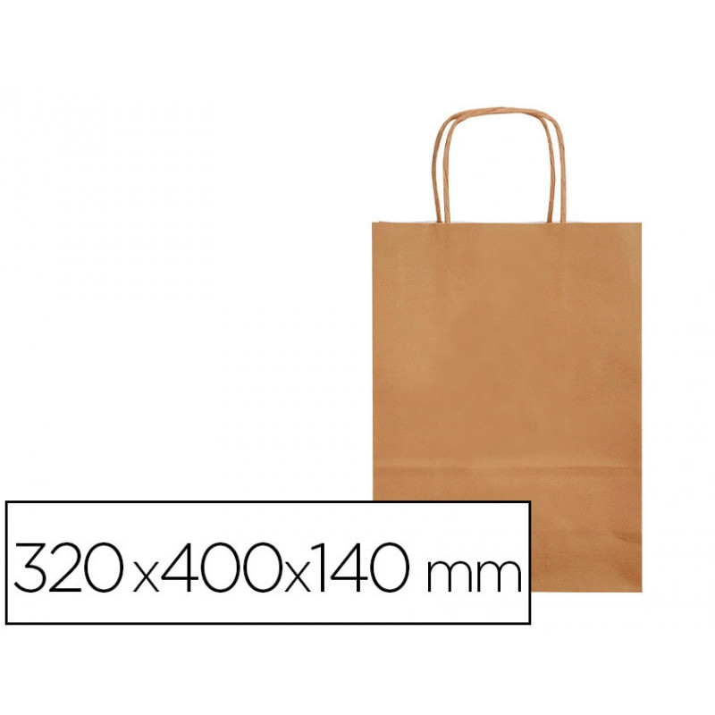 Sac papier q-connect cellulose naturel l anse torsadee 320x400x14mm