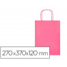 Sac papier q-connect cellulose m anse torsadee 270x370x12mm coloris rose