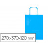Sac papier q-connect cellulose m anse torsadee 270x370x12mm coloris bleu ciel