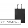 Sac papier q-connect cellulose m anse torsadee 270x370x12mm coloris noir