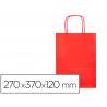 Sac papier q-connect cellulose m anse torsadee 270x370x12mm coloris rouge
