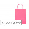 Sac papier q-connect cellulose s anse torsadee 240x320x10mm coloris rose