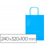 Sac papier q-connect cellulose s anse torsadee 240x320x10mm coloris bleu ciel