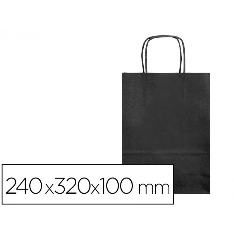 Sac papier q-connect cellulose s anse torsadee 240x320x10mm coloris noir