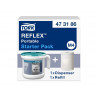 Distributeur tork reflex essuie-mains m4 performance portable devidage central coloris blanc et turquoise