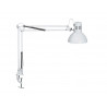Luminaire bureau maulstudy surpince tete et bras metal hauteur 44cm bras 35cm tete diam. 17cm coloris blanc