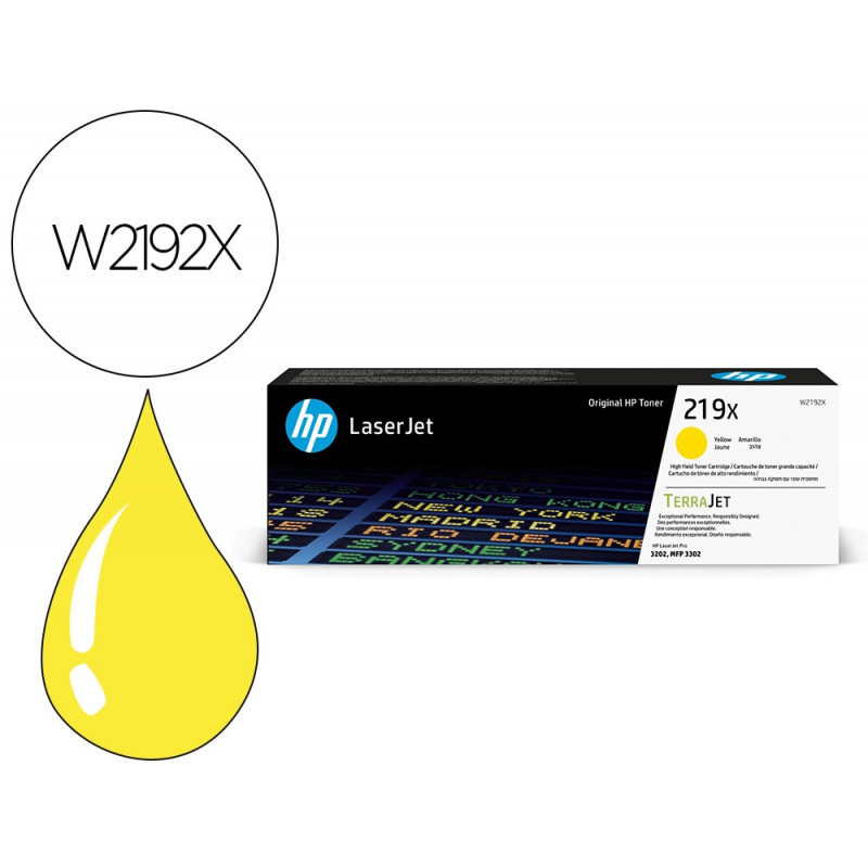 Toner hp original w2192x 219x haute capacite 2500p coloris jaune