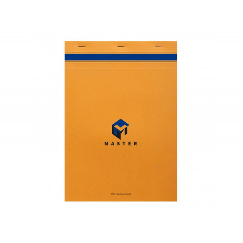 Bloc bureau master a4 210x297mm agrafe en-tete 100f 70gr 5x5 orange