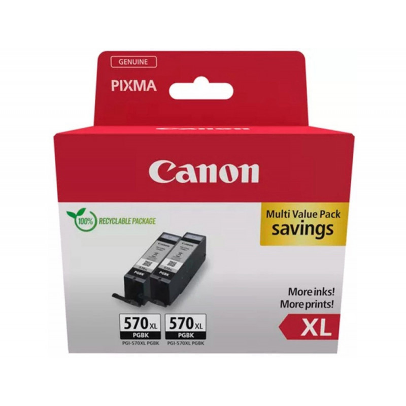 Cartouche canon original pgi-570xl noir pack 2 unites