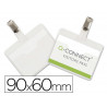 Badge q-connect clip pvc pince metallique carte blanche fournie format 60x90mm paquet 25 unites