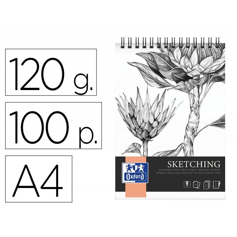 Bloc sketching oxford integral reliure spirale a4 100 pages 120g