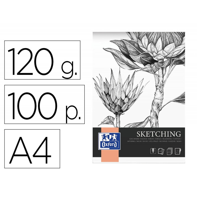 Bloc sketching oxford endosse feuilles detachables a4 100 pages 120g