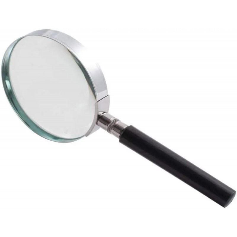 Loupe q-connect en verre et metal manche en plastique noir diametre 75 mm