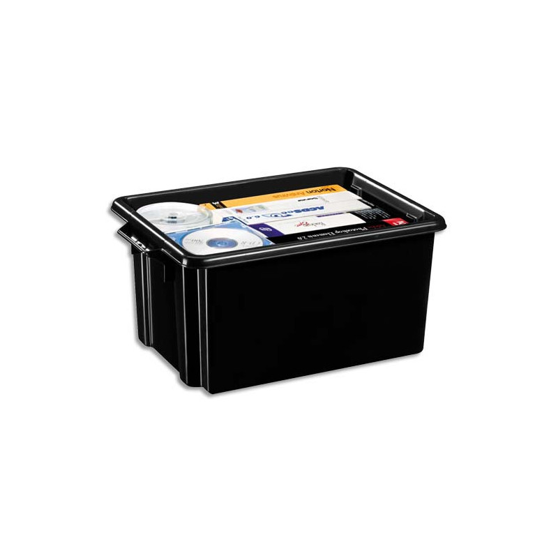 CEP Bac de rangement superposable avec poignée de 32 litres coloris Noir