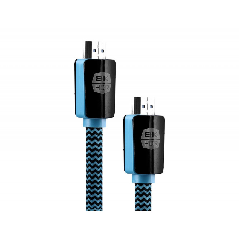 Cable t'nb hdmi male/male 19+1 broches hd ready 2,1,8k cable 2m coloris noir / bleu