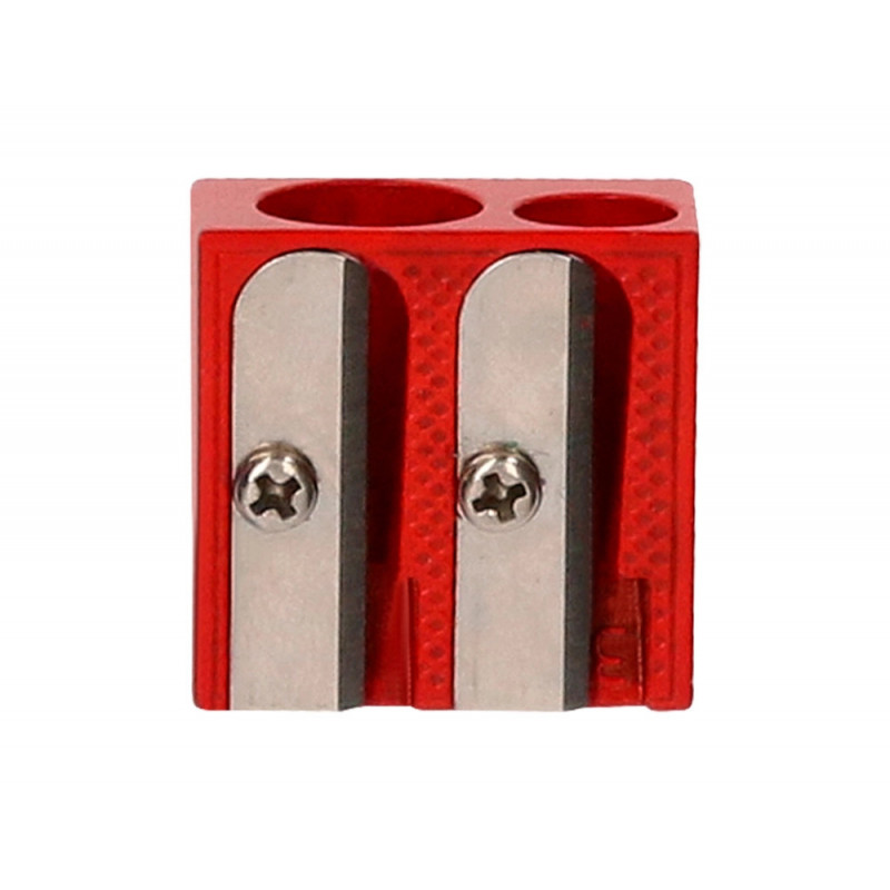 Taille-crayon liderpapel metallique 2 usages coloris rouge