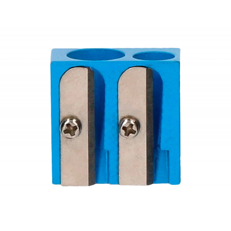 Taille-crayon liderpapel metallique 2 usages coloris bleu