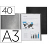 Protege-documents liderpapel polypropylene couverture flexible 40 pochettes fixes a3 coloris noir opaque