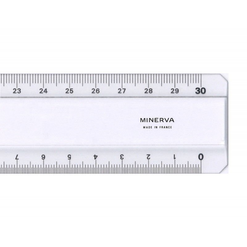 Regle plate tripe decimetr s minerva 2 biseaux 30 cm