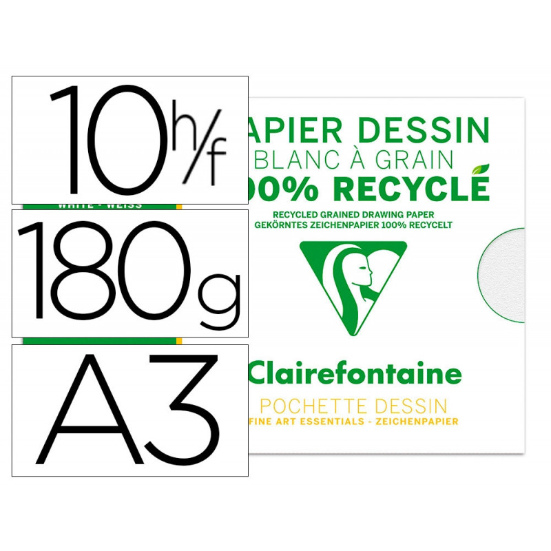Pochette dessin grain a3 100% recycl 180gr 10f