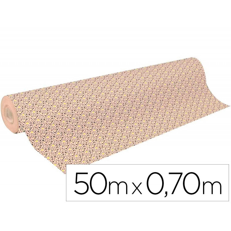 Rouleau papier cadeau kraft aux motifs clairefontaine p pins fluos 50m x 0,70m 70g.