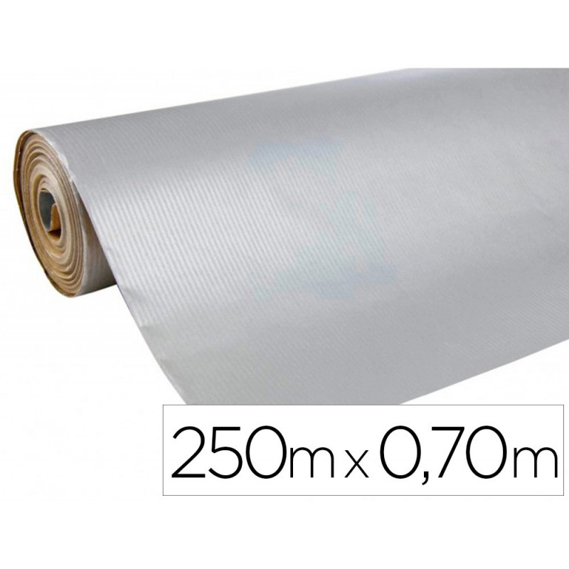 Rouleau papier cadeau kraft recycle aux motifs clairefontaine argent 50m x 0,70m 60g.