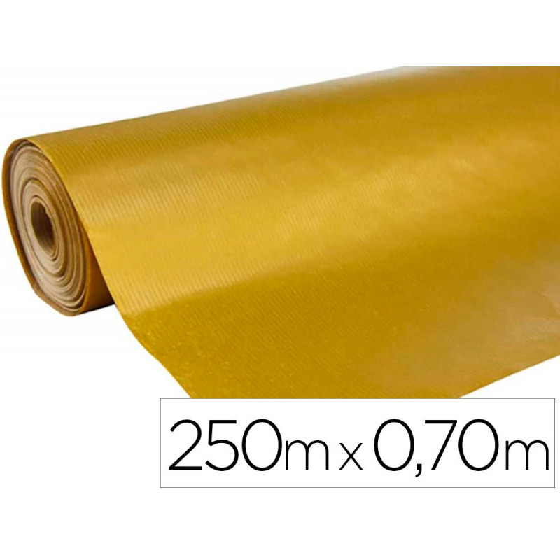Rouleau papier cadeau kraft recycle aux motifs clairefontaine or 250m x 0,70m 60g.